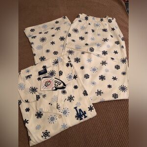 Vintage MLB Los Angeles Dodgers Flannel Pajamas, Misses Size XL, NWT